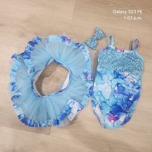 3-ysar Old Dance Costume - Blue Sequims with Purple Accents